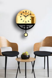 Wallity Vlnt108Al Reloj de Pared Decorativo Dorado y Negro